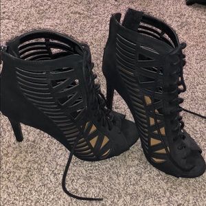Paprika lace up black heels